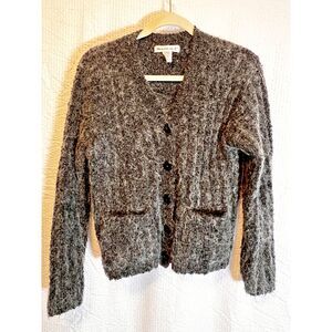 Sam NI Vintage Mall Brand Grey Mohair USA Cardigan Sweater Grunge Small Y2K‎ 90